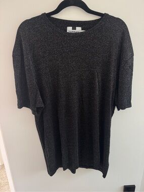 Topman Shimmer Black Crew Neck Tee